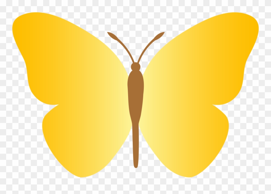 Simple Yellow Butterfly - Yellow Plain Butterfly Clipart
