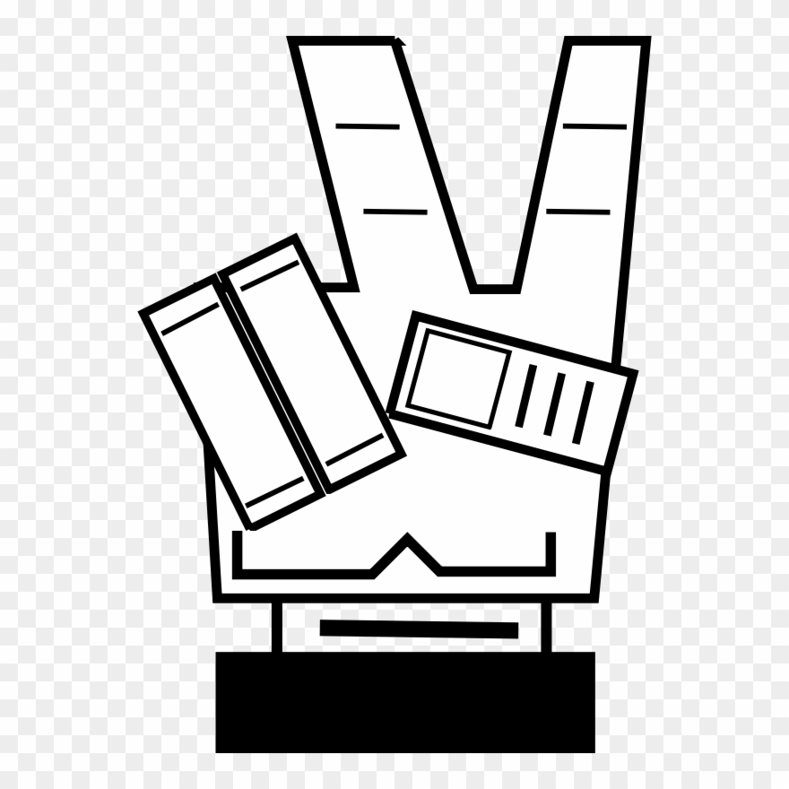 Victory Clipart Free For Download - Peace Hand Sign Retro - Png Download