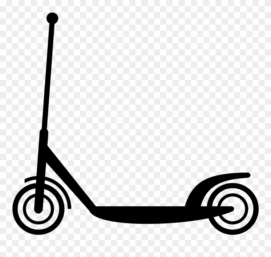 Kick Scooter Motorcycle Moped Electric Vehicle - Scooter Black And White Clipart - Png Download