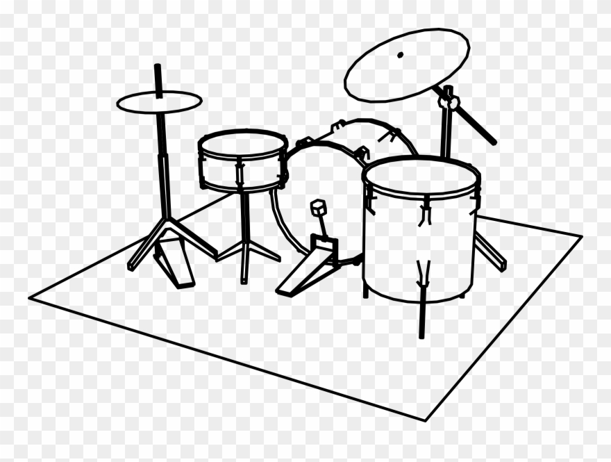 Drum Kits Line Art Percussion Musical Instruments - Drum Kit Line Drawing Clipart
