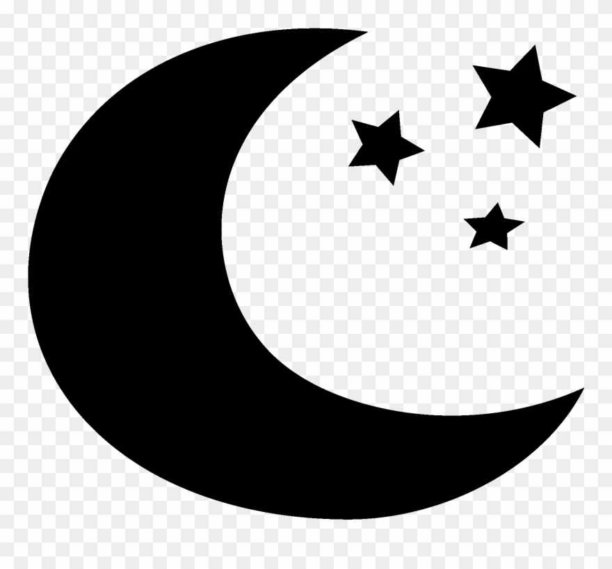 Sun And Moon Clipart - Moon And Stars Silhouette - Png Download