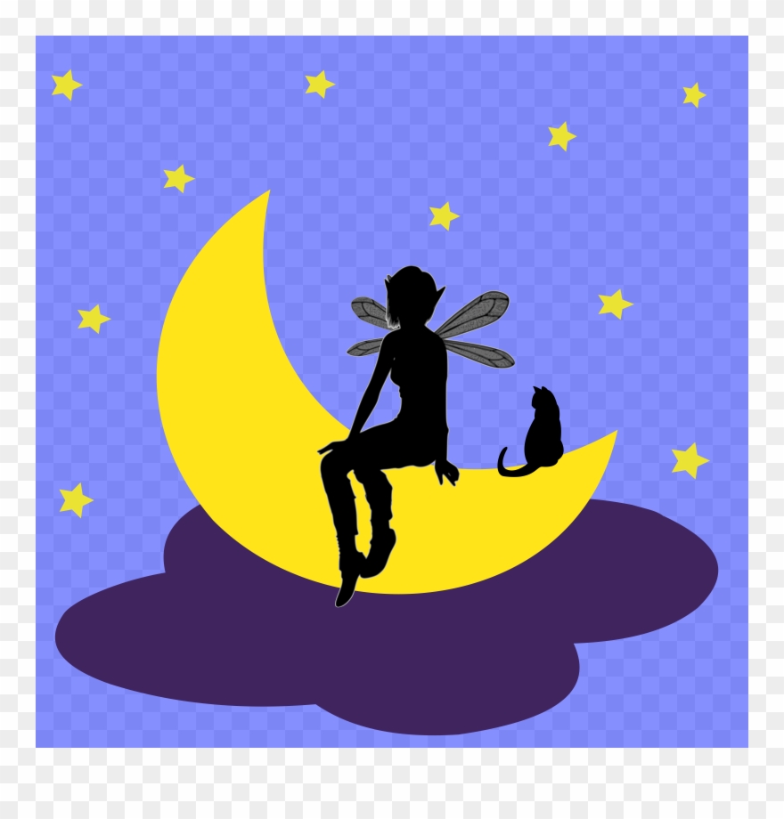 Clipart Fairy On The Moon Moon And Stars Clip Art Animated - Portable Network Graphics - Png Download