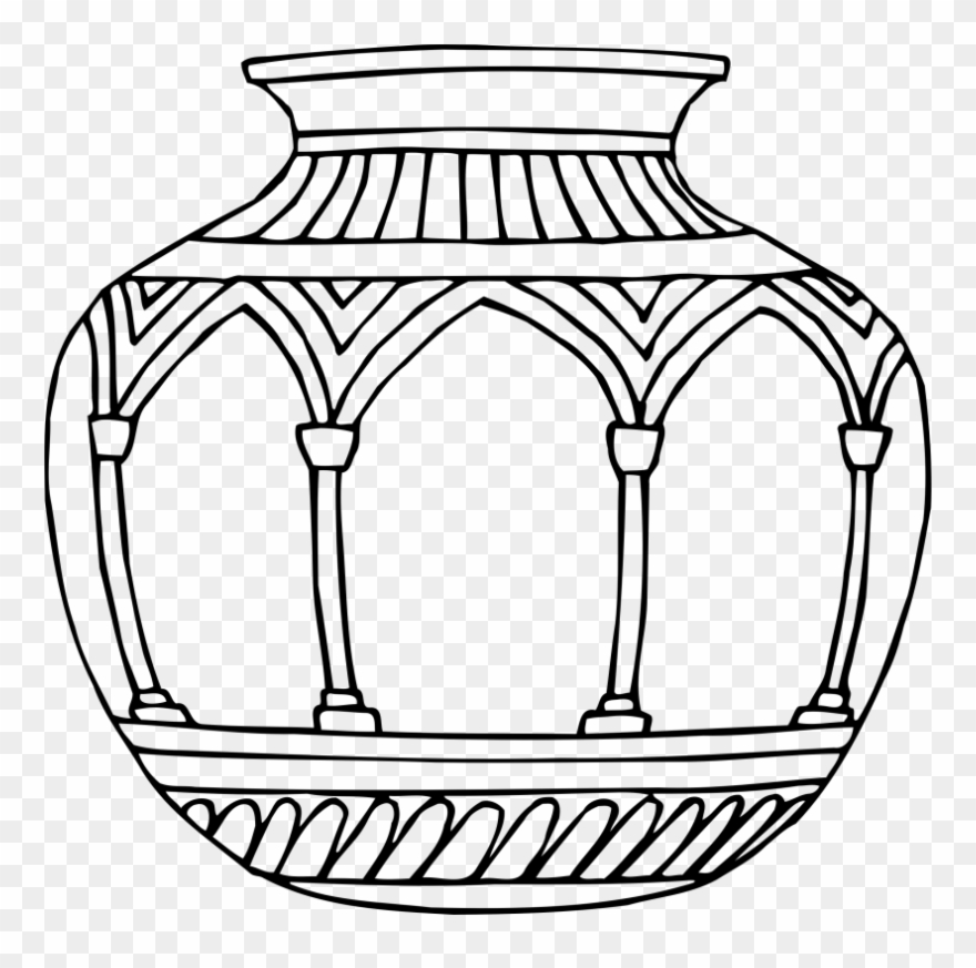 Pottery Clipart Banga - Line Drawing Vase - Png Download
