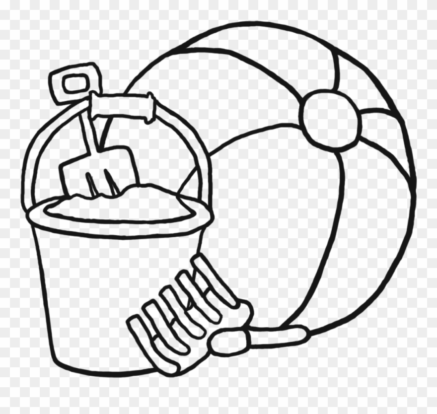 Beach Ball Clipart Black And White 6 Clip Art Coloring - Beach Toys Coloring Pages - Png Download