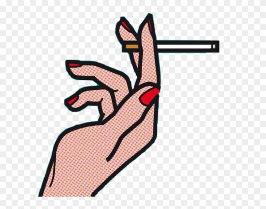 Cigarette Hand Rednail Comic Smoke Artfreetoedit - Cigarette Clipart
