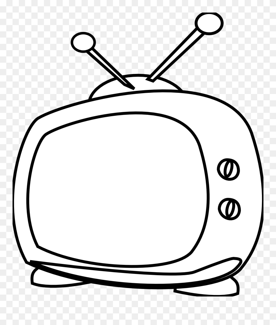 Watching Tv Clipart Black And White Free Clipart - Tv Cartoon Black And White - Png Download