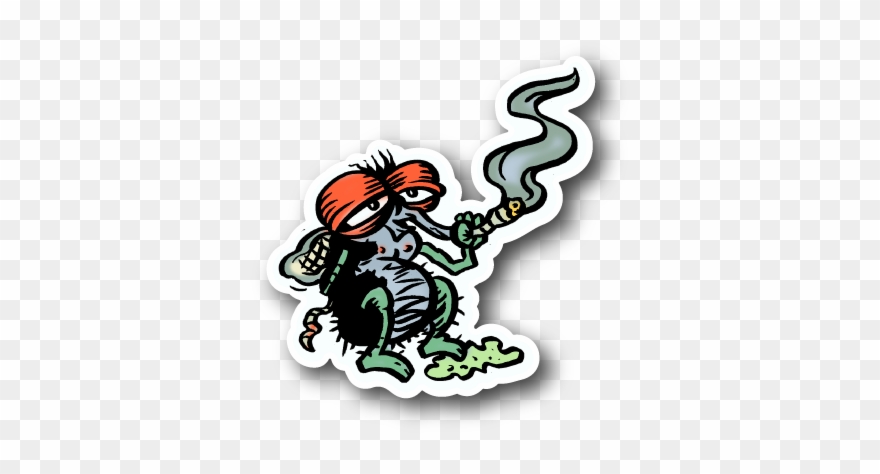 Fly Smoking Weed Sticker - Fly Smoking Clipart