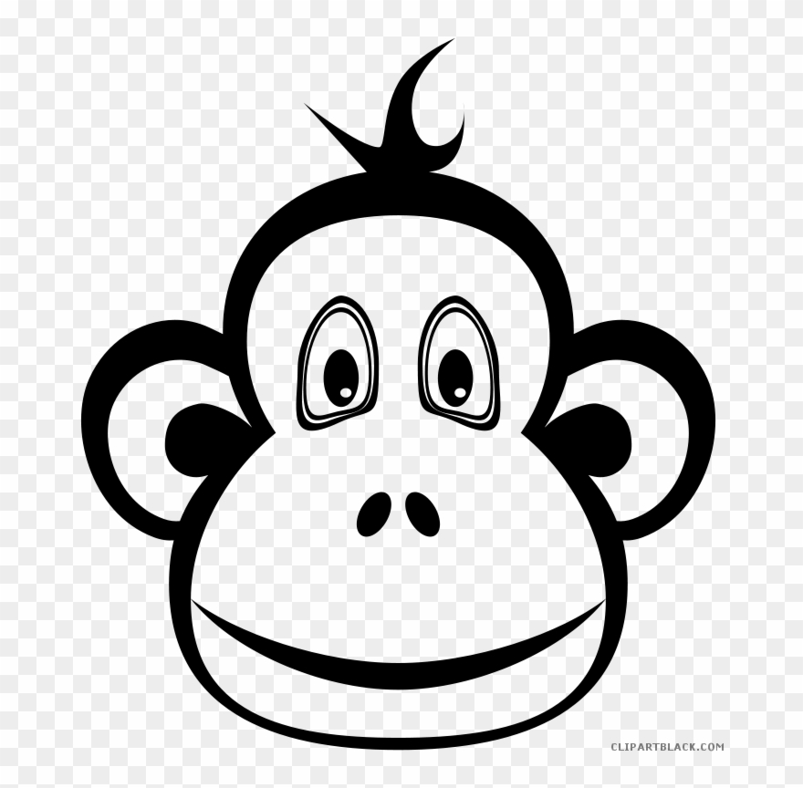 Black And White Monkey Clipart - Black And White Clip Art Monkey - Png Download