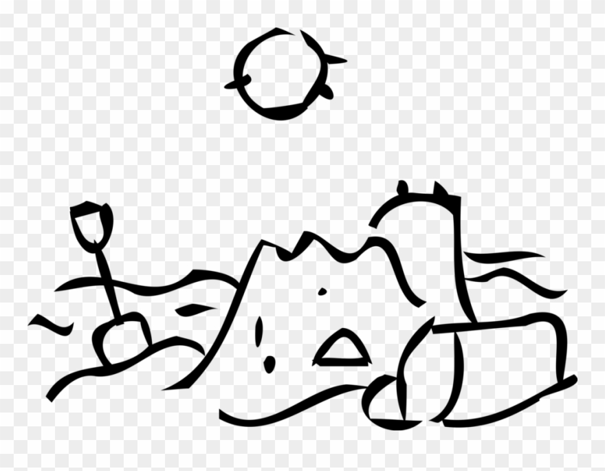 Vector Illustration Of Sandy Beach Sand Castle With Clipart