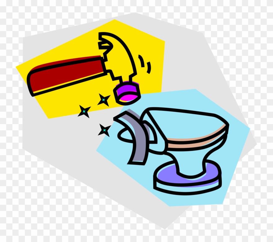 Vector Illustration Of Metal Work With Blacksmith's - Luster Malleability Ductility Conductivity Clipart