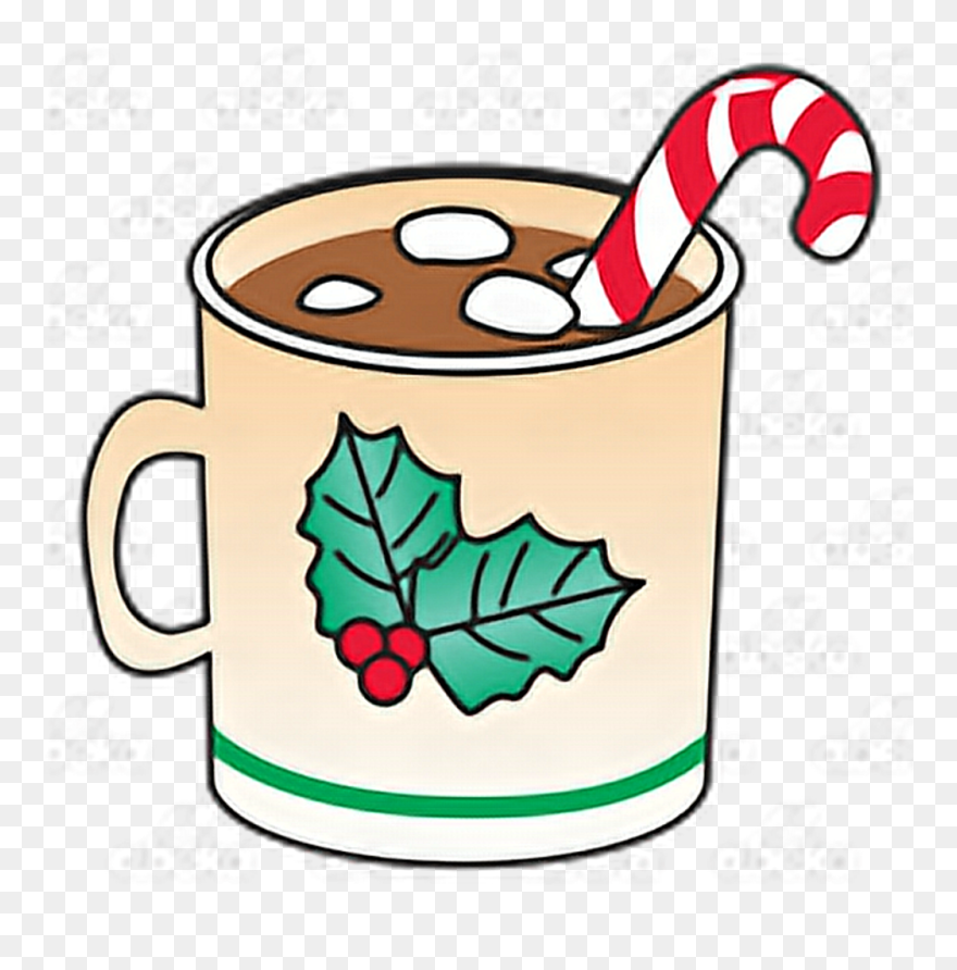 Xmas Christmas Navidad Chocolate Marshmallow Hotchocola - Hot Chocolate With Marshmallows And Candy Cane Clipart