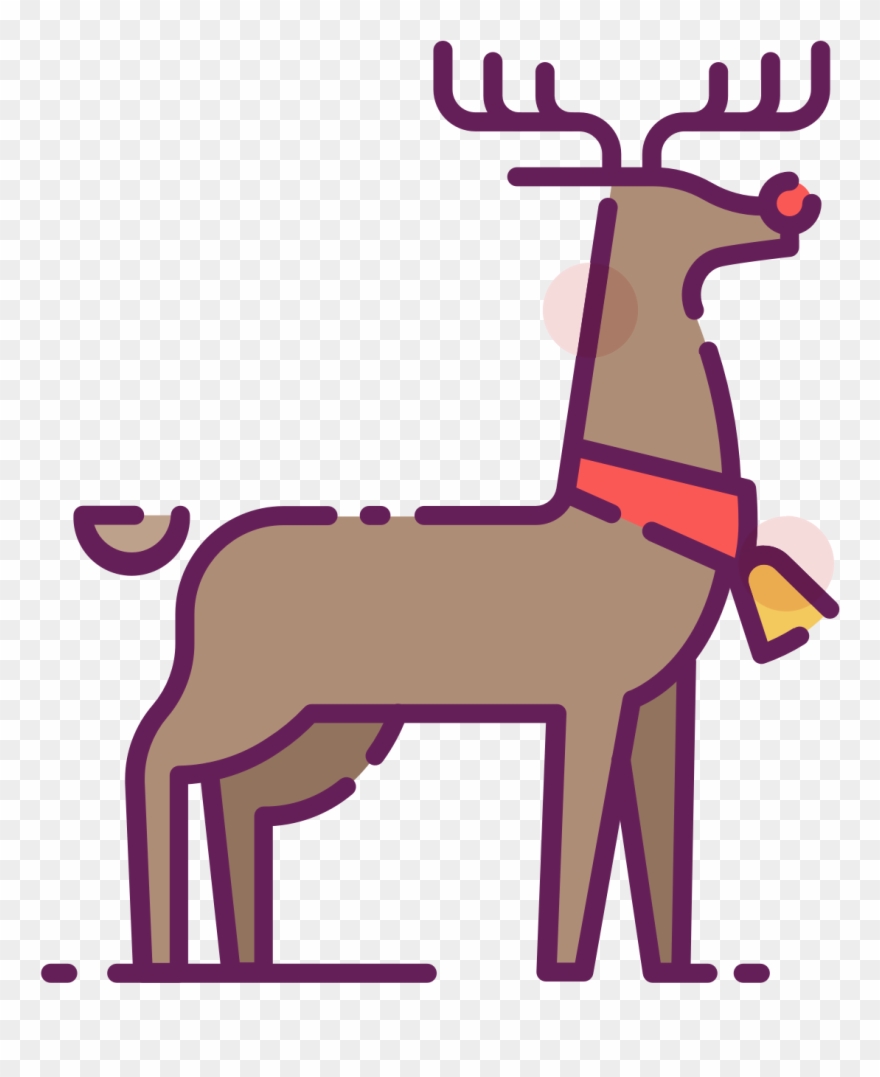 Reindeer With Red Nose Clip Art (free) - Reindeer - Png Download