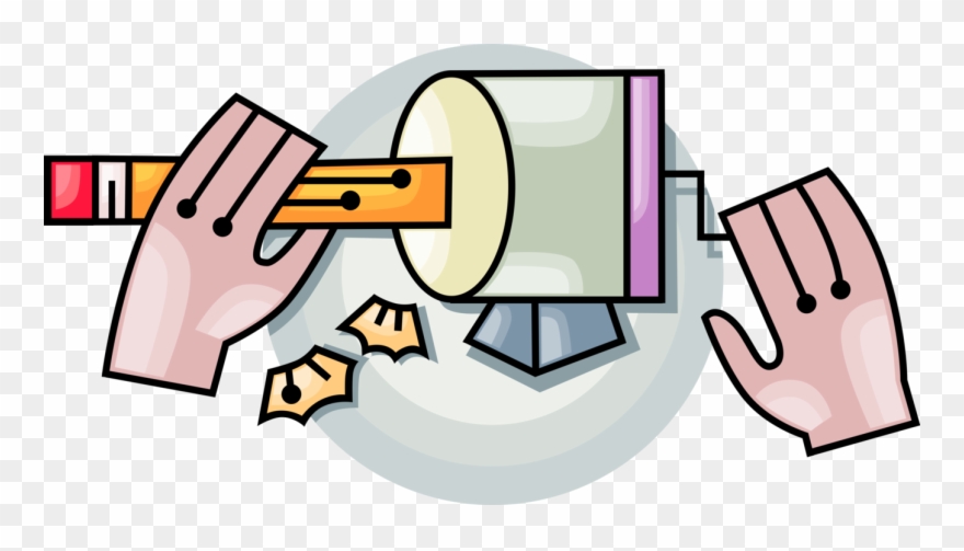 Vector Illustration Of Hands Sharpening Pencil Writing - Pencil Sharpener Clipart