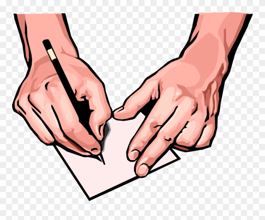 Vector Illustration Of Hands With Pen Writing Instrument Clipart