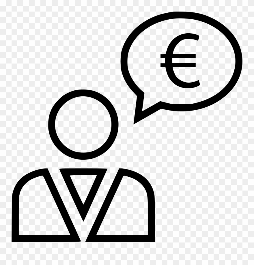 Business Man Talking Thinking Money Euro Currency Svg - Icon Clipart
