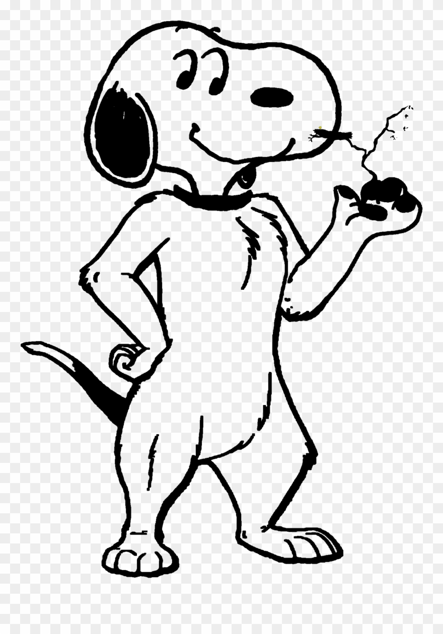 Giant Canine Protect Woodstock S With His - Snoopy Dog Drawing And Charlie Brown Clipart