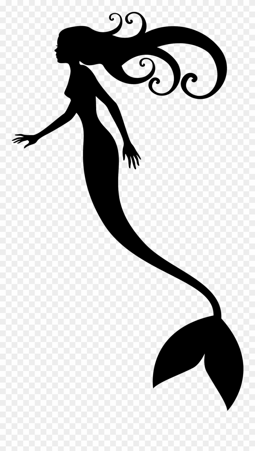 Mermaid Ariel Drawing Clip Art - Mermaid Drawing Black And White - Png Download