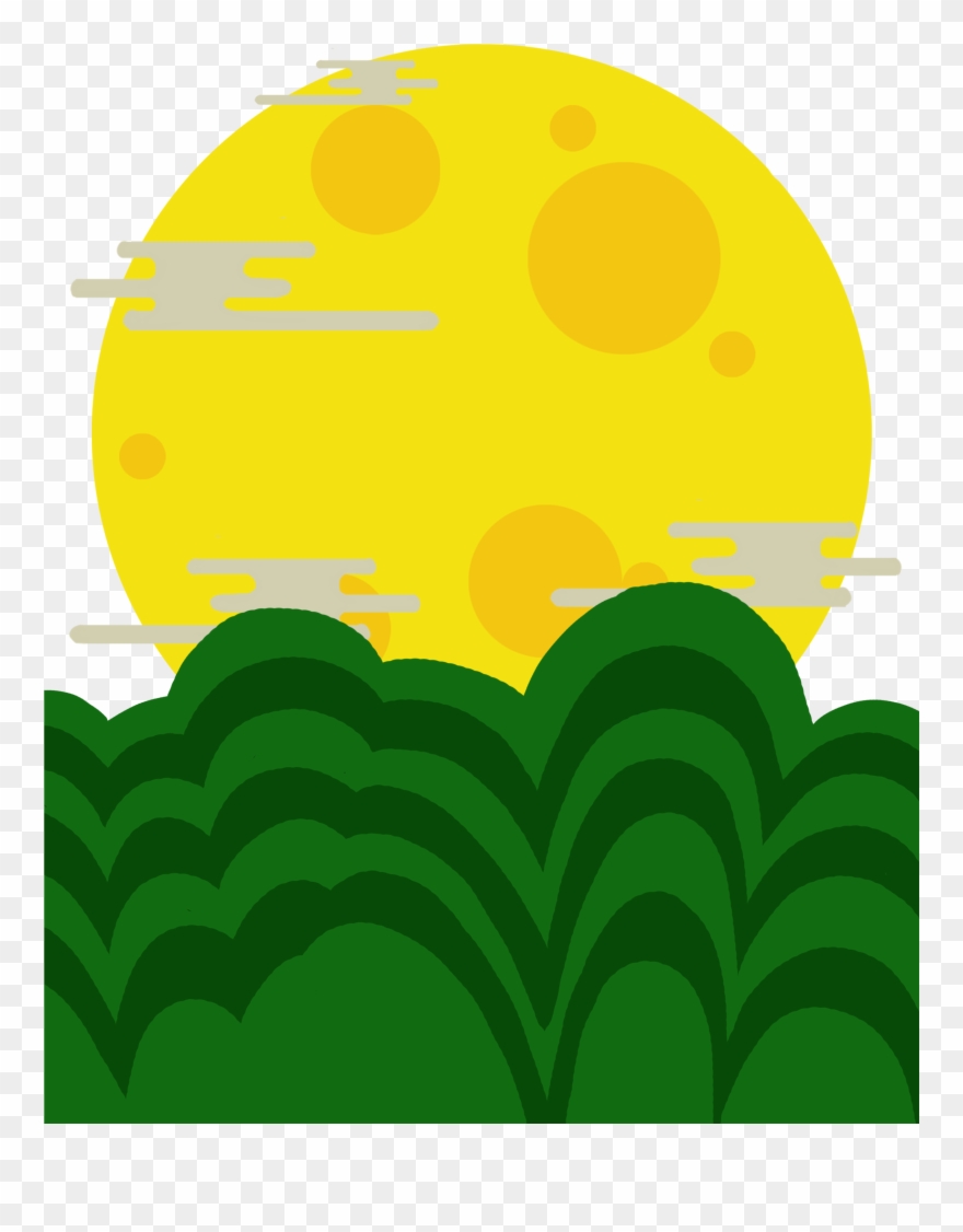 手绘插画夜下圆月png素材 - Portable Network Graphics Clipart