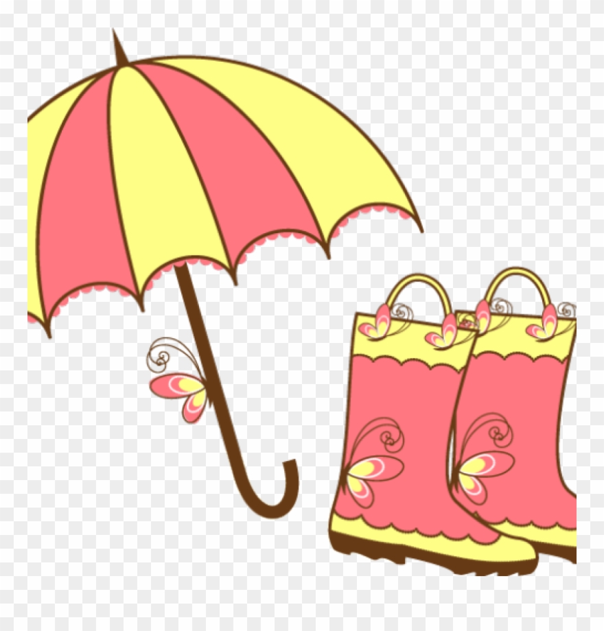 April Showers Clipart Butterfly Clipart Hatenylo - Umbrella And Boots Clipart - Png Download