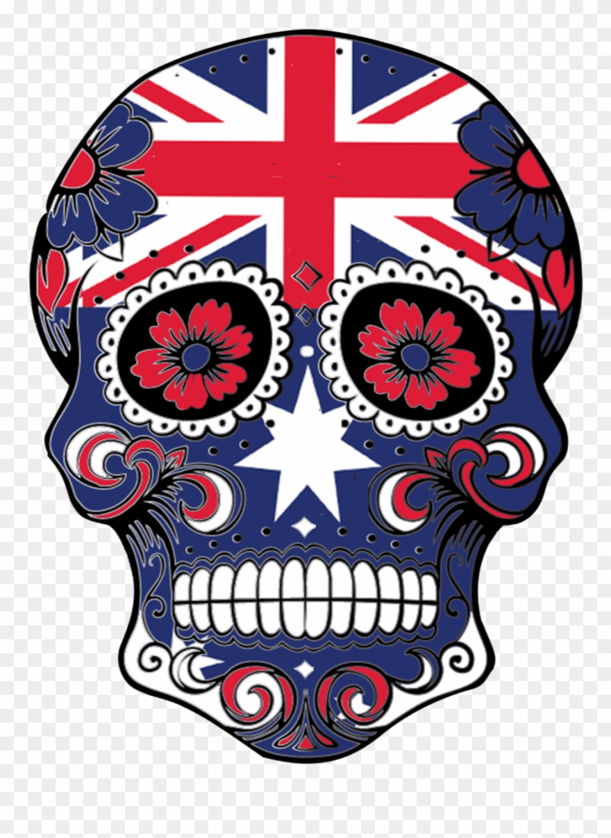 From The Land Down Under Comes Our Sugar Skull And - Australian Aboriginal And Torres Strait Islander Flags Clipart