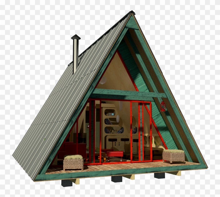 29 Ideas Free Cabin Plans With Loft Graphic Black And - Tiny House A Frame Cabin Clipart
