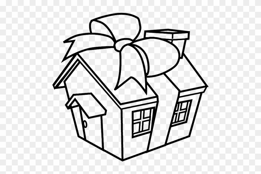 Housewithbow - Line Art Clipart