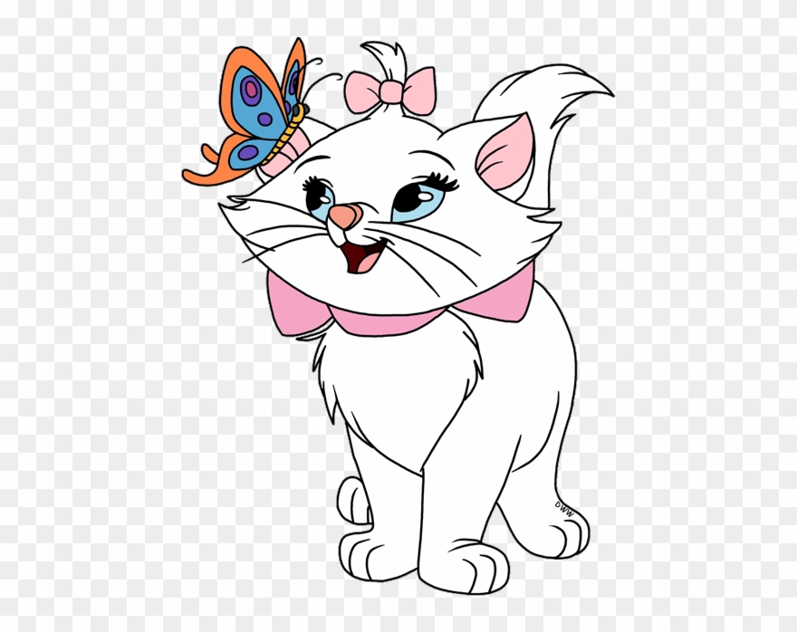 Marie Greeting A Butterfly - Marie Cat Disney World Clipart