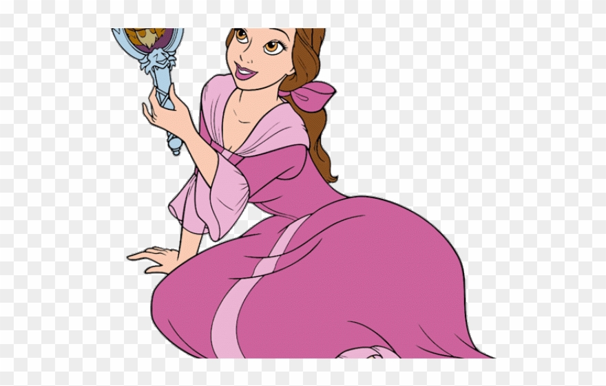 Mirror Clipart Disney Princess - Belle Looking In Mirror - Png Download