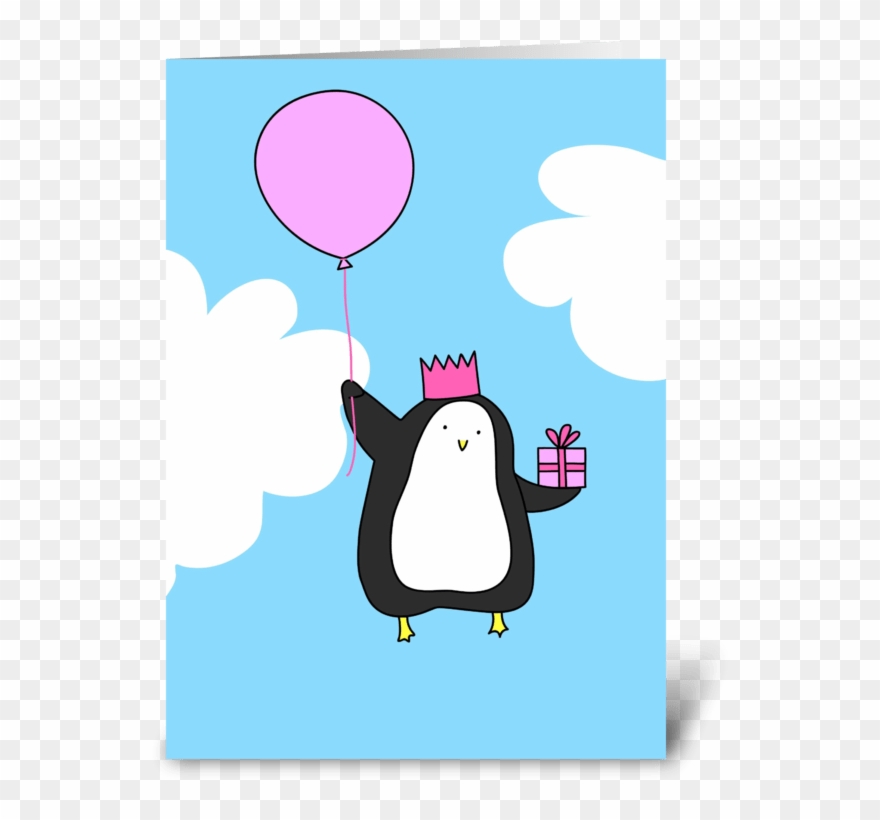 Birthday Penguin Greeting Card - Penguin Birthday Card Clipart