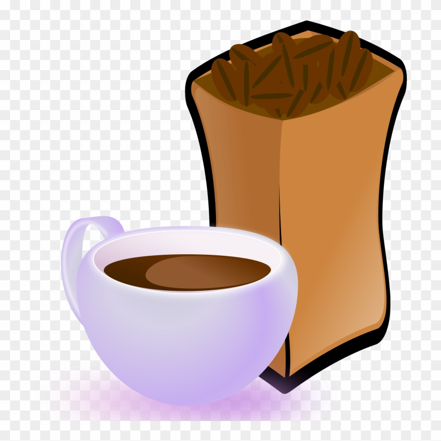 Cup Of Coffee With Sack Of Coffee Beans - Coffee Beans Clip Art - Png Download