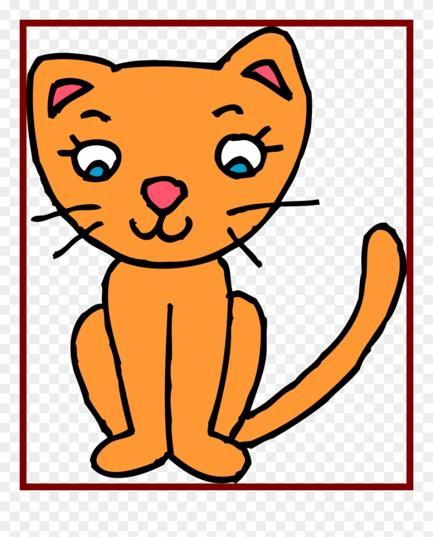 Cute Orange Clip Art Black And White - Clipart Black And White Pussy Cat - Png Download