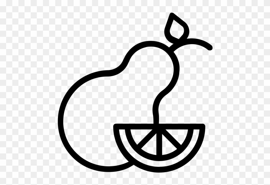 Pear Rubber Stamp - Lemon Vector Line Clipart