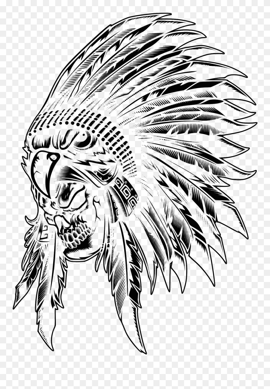 Skull, Indian, Aborigen - Sketch Clipart