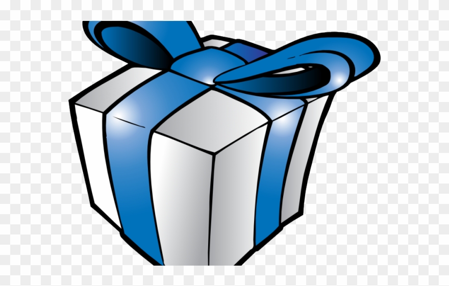 Birthday Present Clipart Blue Gold - Kerstgeschenk Tekening - Png Download