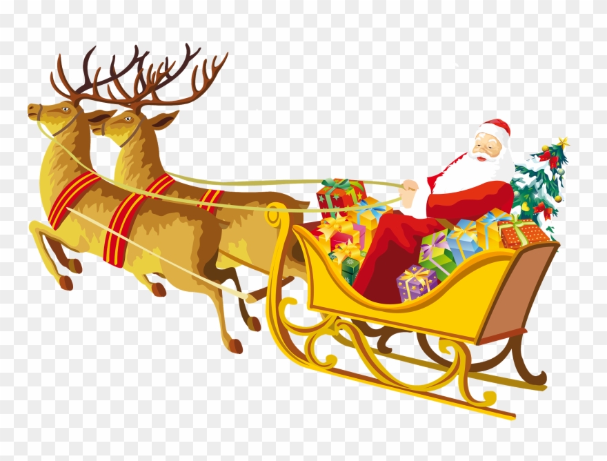 Marcos Gratis Para Fotos - Santa Claus And Reindeer Clip Art - Png Download