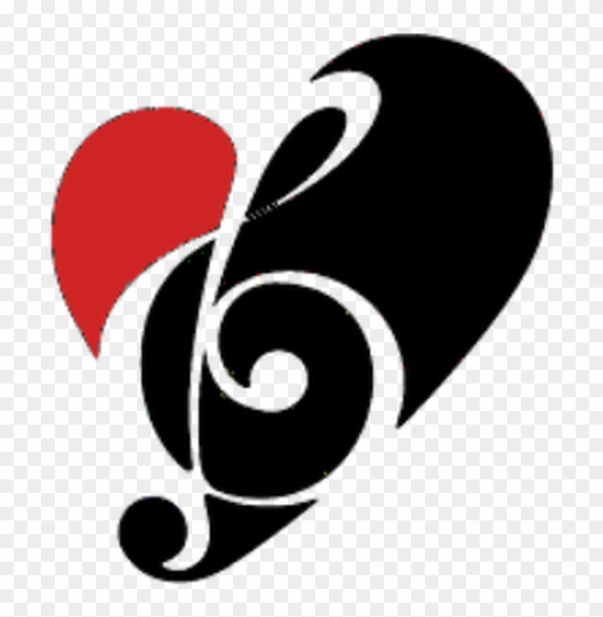 Clipart Black And White Library Banner Transparent - Heart Music Note - Png Download