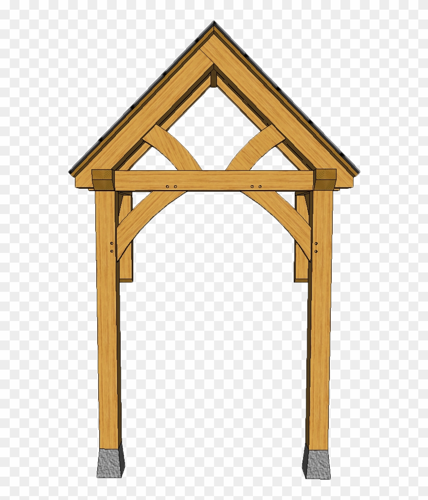 2 Post Porch A17 Curved Brace Truss With Rear Supporting - Rosary Church Clipart