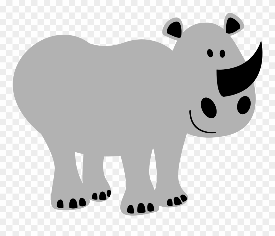 Colorful Animal Rhino Black White Line 1979px 156 - Vector De Animales Png Clipart