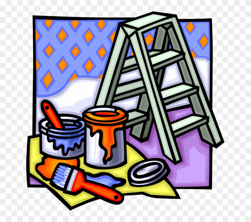 Vector Illustration Of Home Renovation And Decoration - House Painter And Decorator Clipart
