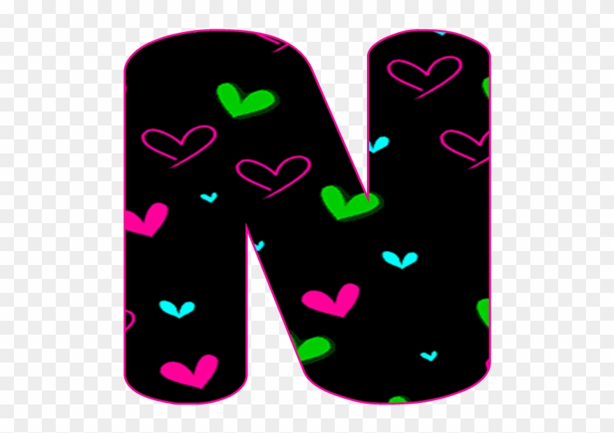 Abecedario Negro Con Corazones Neón - Abecedario Negro Con Corazones Neon Para Imprimir Clipart