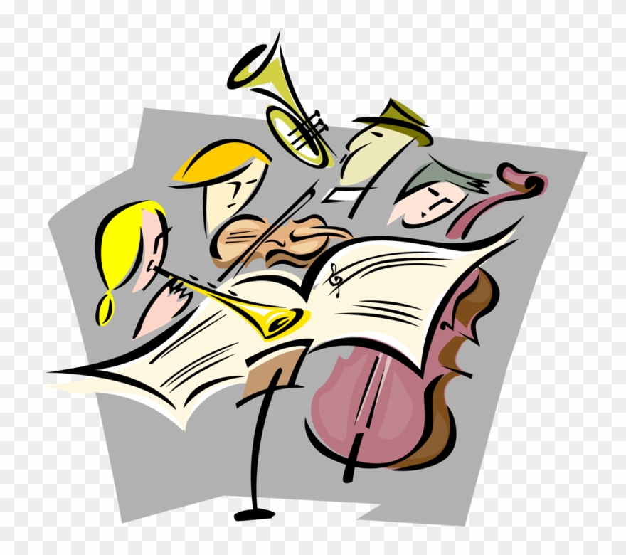 Vector Illustration Of Orchestral Musicians Playing - Orchestra Clipart