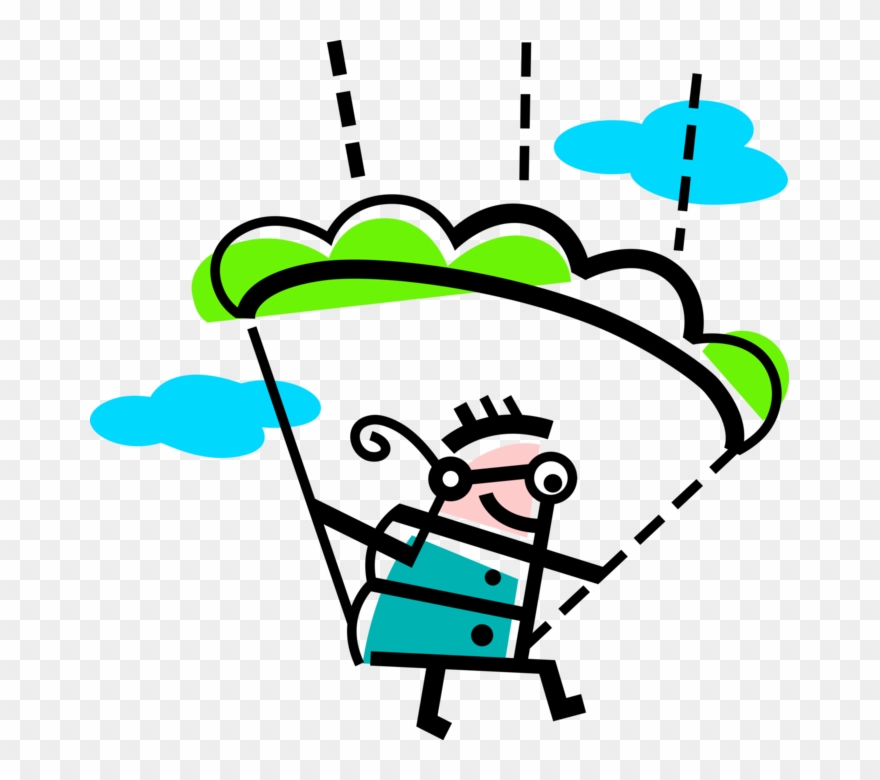 Vector Illustration Of Parasailing Paragliding Parachutist - Parasailing Clipart