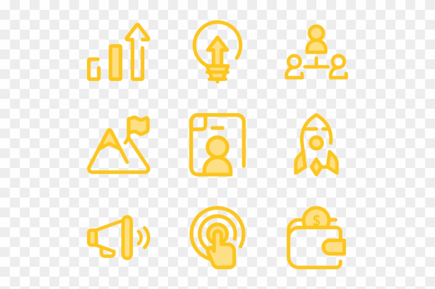 Startups And New Business - Yellow Icons Clipart