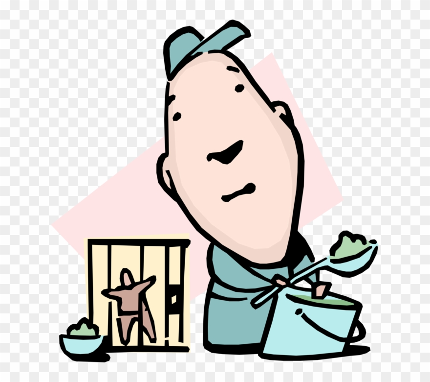 Clip Art Stock Guard Serves Slop To Inmate Vector Image - Prison - Png Download