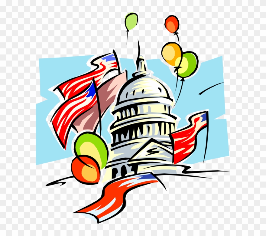 Clip Art Vector Illustration Of Washington Capitol - United States Capitol - Png Download
