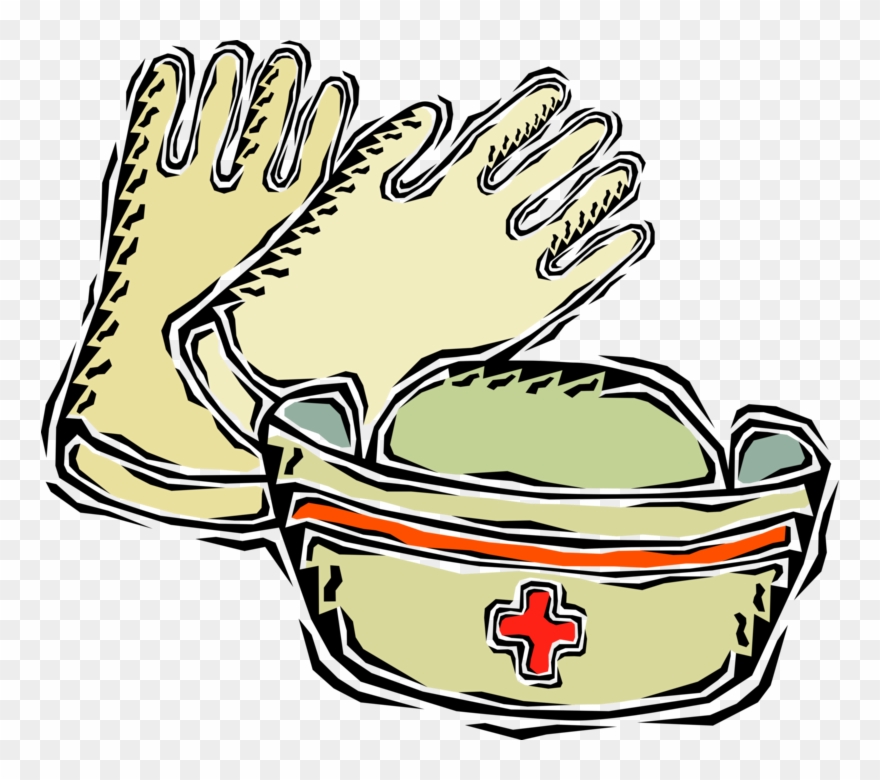 Medical Rubber Gloves And Nurse S Hat Clipart