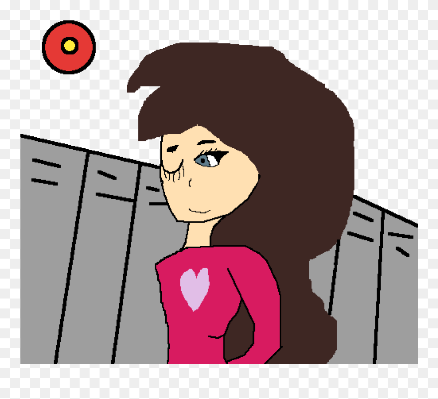 Cute High School Girl - Cartoon Clipart