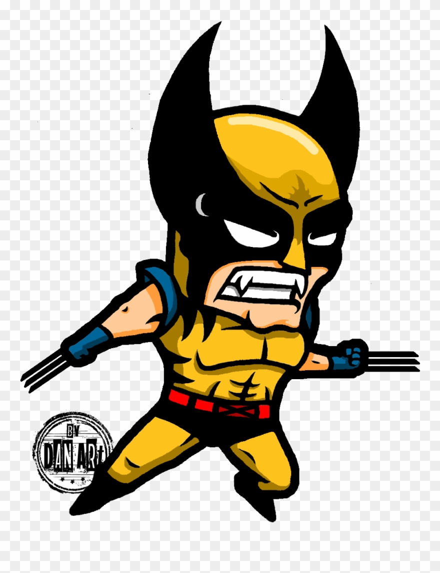Clip Art Superhero Caricature - Wolverine Cartoon Drawing - Png Download