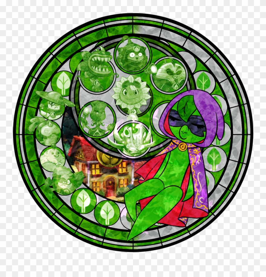 Stained Glass Green Shadow Pvzheroes Power Magic D - Stained Glass Clipart