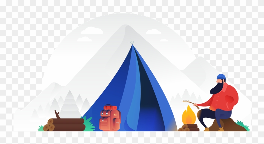 A Man By Camp Fire - Tent Clipart